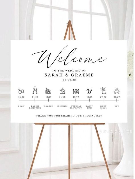 Wedding Timeline Sign, Order Of Events Sign, Modern Wedding Welcome Sign, Wedding Order Of Events, Order Of The Day Wedding, Wedding Entrance Sign, Wedding Sign Decor, Wedding Welcome Board, Order Of Events