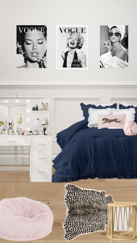 k Light Pink Room Ideas, Light Pink Room, Navy Blue Room, Pink Room Ideas, Room Y2k, Light Pink Rooms, Navy Blue Rooms, Light Pink Bedrooms, Blue And Pink Bedroom