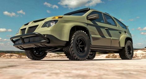 Call Us Crazy But This Pontiac Aztek Imagined As An Off-Road Battlecar Doesnt Look Half Bad Pontiac Aztek, Car Things, Firebird Trans Am, Walter White, Black Bull, Cars And Coffee, Black Wheels, Trans Am, Firebird