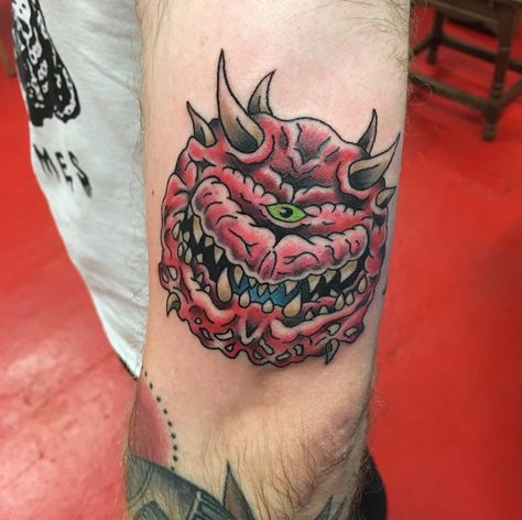 See your Doom tattoo and raise you with a Cacodemon Doom Tattoo, Fake Skin Tattoo, Nerdy Tattoos, Doom Game, Fake Skin, London Tattoo, Gaming Tattoo, Big Photo, S Tattoo