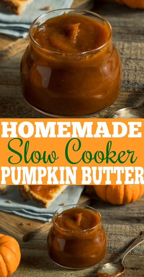 Pumpkin Butter Recipe | Slow Cooker Butter Recipe Slow Cooker Pumpkin Butter, Homemade Pumpkin Butter, Healthy Pumpkin Bars, Crockpot Pumpkin, Pumpkin Crockpot, Pumpkin Butter Recipe, Baked Pumpkin Oatmeal, Slow Cooker Applesauce, Simple Crockpot