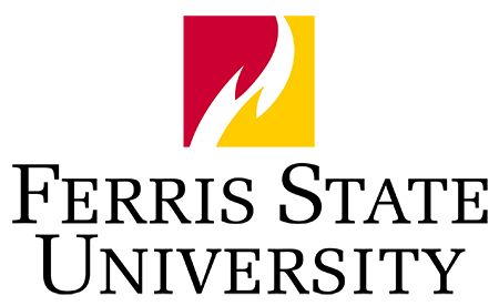 Ferris State University Logo: Box flame with black center stacked wordmark Surface Anatomy, Ferris State University, Human Anatomy Reference, Alumni Association, Anatomy For Artists, University Logo, Anatomy Reference, College Sports, Famous Books