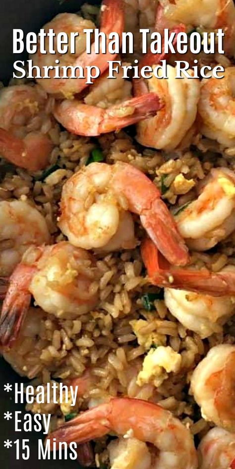 Healthy Shrimp Fried Rice #ad - This easy and healthy fried rice recipe takes only 15 minutes to make! Better than takeout - healthy dinner recipes made in one pan! Make this fried rice with shrimp, chicken beef or even mushrooms!   #friedrice #friedricerecipe #dinnerideas #shrimp #healthydinnerideas #ricerecipes #food #recipes Easy Shrimp Fried Rice Recipe, Easy Shrimp Fried Rice, Stylish Cravings, Shrimp Fried Rice Recipe, Shrimp And Rice Recipes, Chicken Fried Rice Easy, Rice Healthy, Fried Rice Recipe Easy, Chicken Fried Rice Recipe