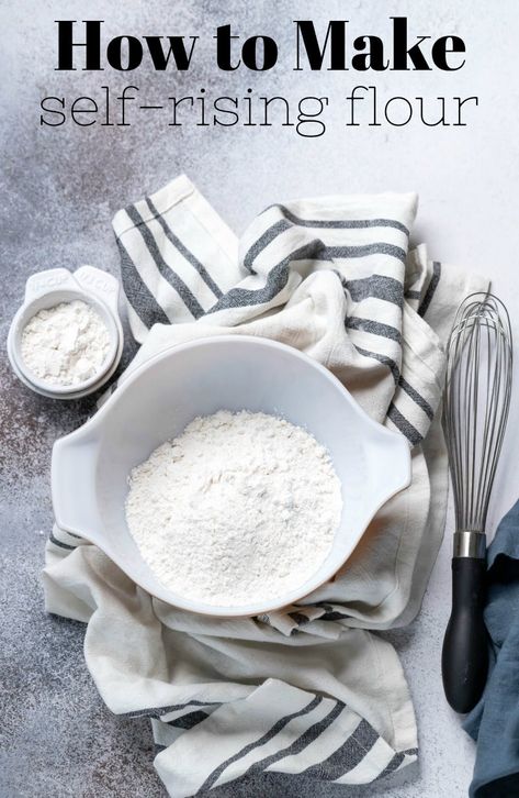 How to make self-rising flour Diy Self Rising Flour, Make Self Rising Flour, Cake Flour Recipe, How To Make Flour, Homemade Cake Mixes, Cake Flour Substitute, Homemade Dry Mixes, Cooking Substitutions, Baking Substitutes