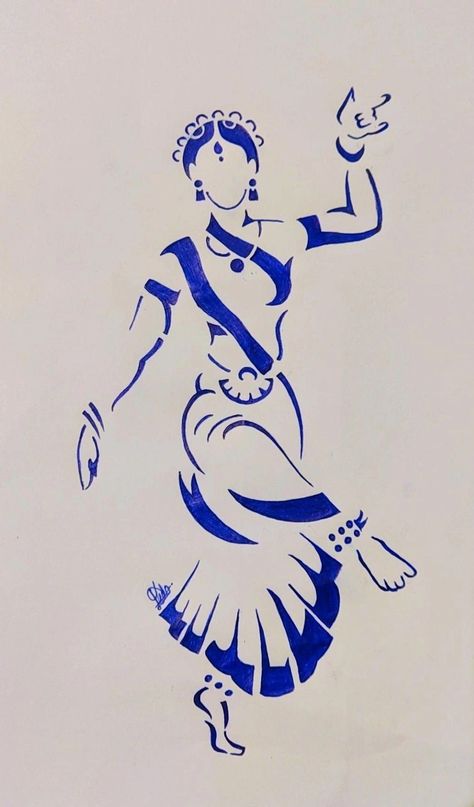 Folk Dance Drawing Easy, Indian Culture Painting Easy, Classical Dancer Drawing, Indian Dancer Drawing, Indian Culture Drawing, Classical Dance Drawing, Madhubani Art Easy, Indian Drawing, Abstract Art Images