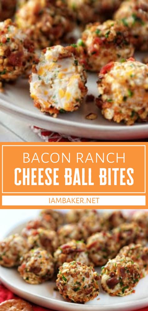 Bacon Cheeseball Recipes, Thanksgiving Recipes Appetizers, Bacon Ranch Cheese Ball, Ranch Cheese Ball, Cheese Ball Bites, Bacon Appetizers, Appetizers Easy Finger Food, Finger Foods Easy, Cheese Ball Recipes