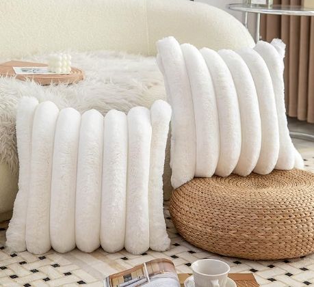 Soft to the touch, these faux fur pillow covers are a must have. Check them out. Variety of sizes to fit your needs. White Fluffy Pillow, Cream Throw Pillows, Throw Pillows Bedroom, Girls Pillows, White Pillow Covers, Comfy Pillows, Cozy Pillow, White Throw Pillows, Bedroom Pillows