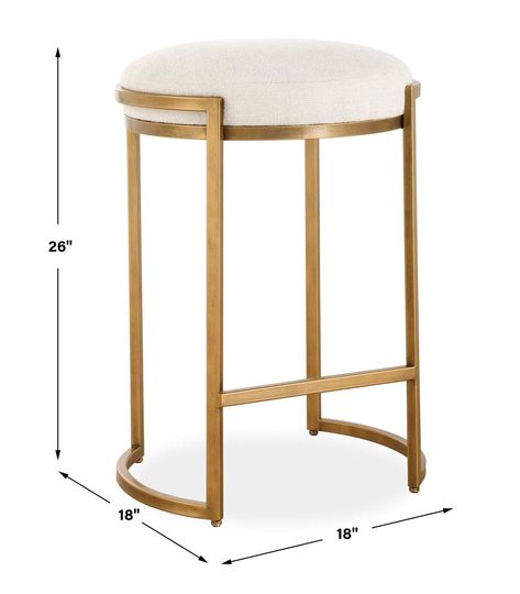 ACCENT FURNITURE | Uttermost Antique Brass Lighting, Counter Height Stool, Loungers Chair, Height Table, Counter Height Table, Cream Fabric, Counter Height Stools, Kitchen Bar Stools, Fabric Seat