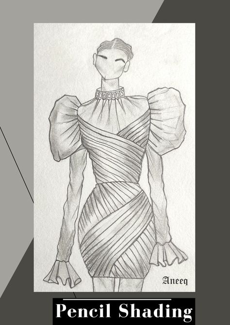 Puff Sleeve Illustration, Bell Shape Sleeves, Neck Drawing, Full Sleeves Design, Sketch Fashion, Dress Skirts, Fashion Illustrations Techniques, Dress Illustration, Fashion Drawing Tutorial