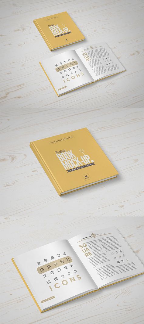 Free Square Book Mockup is a minimal and modern book mockup was created to help you display your projects on photo-realistic way. It contains high quality PSD presentation file, 2 movable book objects with built-in smart object feature which helps you change the design just in seconds and can easily edit through smart objects, shadows, colors. You can give it a realistic look while presenting your designs for clients or customers. via @creativetacos Gill Sans, Book Cover Mockup, Book Mockup, Buch Design, Portfolio Book, Brochure Cover, Up Book, Book Layout, Mockup Free Download