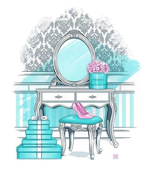 Duomo Milan, Tiffany Theme, Chanel Decor, Wedding Illustration, Fashion Wall Art, Tiffany And Co, Art Color, Blue Decor, Girly Art