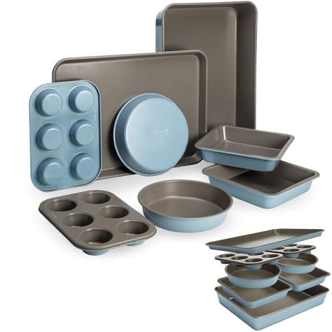 Pan Cookies, Cupcake Pans, Space Saving Design, Square Cake Pans, Square Pan, Muffin Pans, Baking Essentials, Bakeware Set, Round Cake Pans