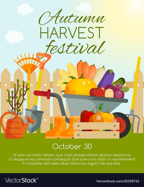 Autumn harvest festival banner poster Royalty Free Vector Festival Poster Design, Tools For Gardening, Festival Banner, Festival Poster, Garden Show, Harvest Festival, Autumn Harvest, Festival Posters, Poster Ideas