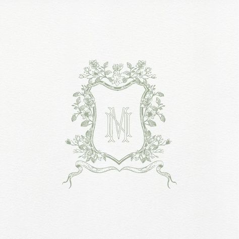 Magnolia Monogram Wedding Crest Monogram Logo Interlock Sketched Monogrammed Two Letter Monogram Blue Vintage Magnolia - Etsy #shots Rustic Monogram Wedding, Wedding Crest Ideas, Wedding Monogram Ideas Initials, Marriage Monogram, Ma Monogram, Vintage Monogram Logo, Modern Wedding Logo, Wedding Crest Monogram, Wedding Invitations Champagne