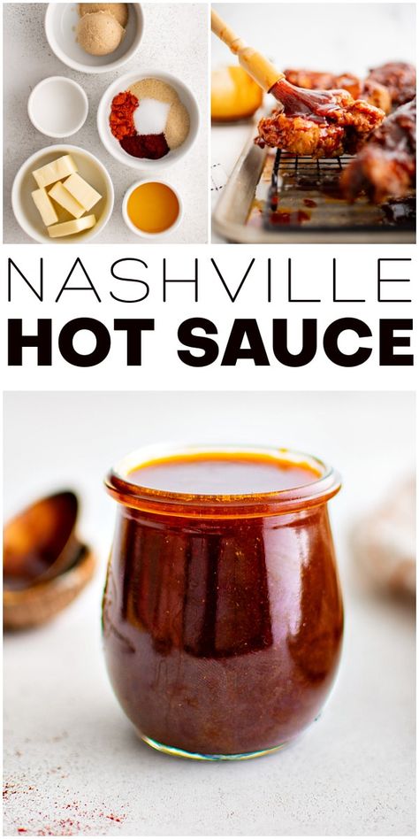 Nashville Hot Sauce Recipe, Nashville Hot Sauce, Nashville Hot Chicken Recipe, Hot Chicken Recipe, Hot Sauce Recipe, Hot Wing Sauces, Wing Sauce Recipes, Chicken Sauce Recipes, Juicy Baked Chicken