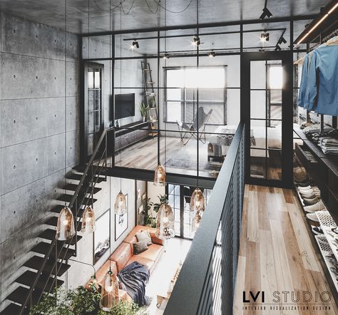 Industrial Loft Design, Loft House Design, Industrial Home Design, Concrete Finishes, Loft Interior Design, Industrial Style Kitchen, Loft Interior, House Loft, Loft Interiors