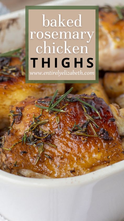 Chicken Thigh Roasted Veggies, Chicken Thigh Rosemary Recipes, Chicken Thigh Baked Bone In, Rosemary Chicken Legs Baked, Rosemary Chicken Crockpot Recipes, Herb Chicken Thigh Recipes, Chicken Thigh Recipes For A Crowd, Rosemary Lemon Chicken Thighs, Bone In Chicken Thigh Dinner Recipes