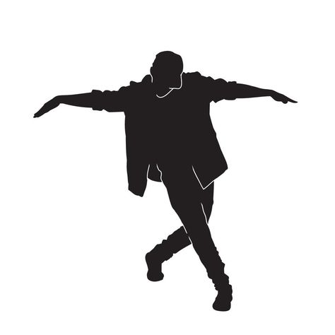 Silhouette of young male dancer vector isolated. on white background. Dancer Logo Design, Dance Graphic, Dancer Drawing, Dancing People, Dance Vector, Dance Logo, Dancer Silhouette, Hip Hop Dancer, Dance Images