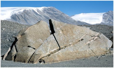 frost wedging - a type of disintegration in which jointed rock is forced apart by the expansion of water as it freezes in fractures. Exogenic Process, Mechanical Weathering, Soil Profile, Physical Weathering, Chemical Weathering, Weathering And Erosion, Earth Materials, Salt Crystals, Landform