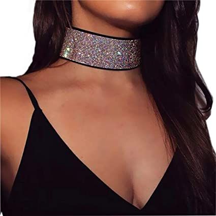 Amazon.com: Shining Crystal Rhinestone Choker Necklace Pendant Statement Necklaces Wide Collar Necklaces for Women Nightclub Party Jewelry (Color1): Clothing Choker Outfit, Wide Choker Necklace, Choker Diamond, Clear Crystal Necklace, Diamond Choker Necklace, Statement Collar Necklace, Rhinestone Choker Necklace, Crystal Choker Necklace, Trendy Fashion Jewelry