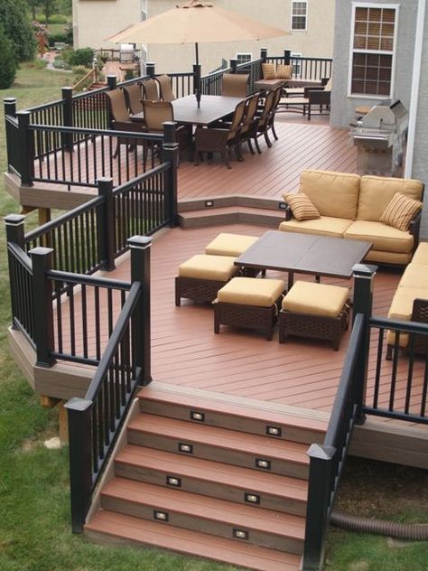 Backyard Patio Deck, Patio Deck Designs, Deck Building, Cozy Backyard, Deck Designs Backyard, Deck Designs, Porch Deck, Decks Backyard, Diy Deck