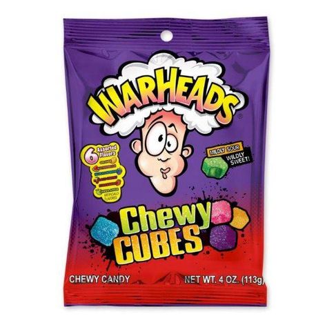 Warheads Extreme Sour Candy - Chewy Cubes 3.25 oz bag Paper Squishes, Sour Sweets, Cool Candy, Squishy Ideas, Paper Squishy, American Snacks, Candy Kit, Sleepover Food, Junk Food Snacks