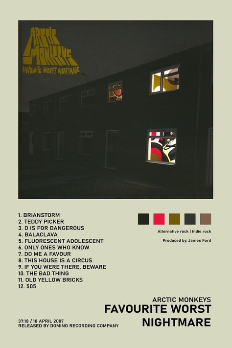 Favorite Worst Nightmare, Arctic Monkeys Album Cover, Arctic Monkeys Album, Favourite Worst Nightmare, Printable Wall Collage, Minimalist Music, Music Poster Ideas, Cool Album Covers, Living Room Poster