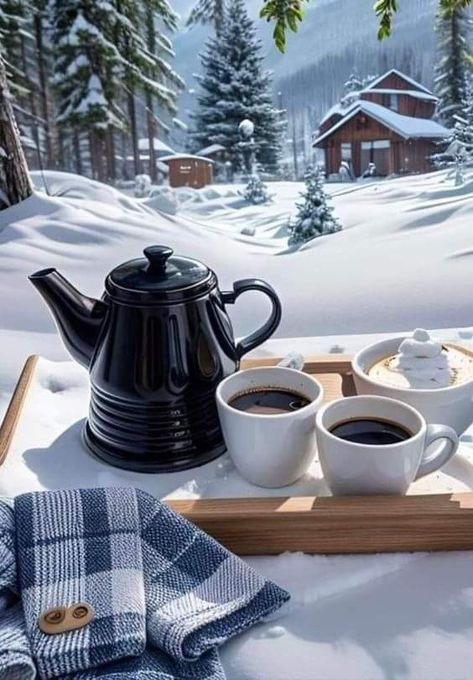 Good Morning Picture Messages, Cruise Ship Pictures, Cabin Coffee, Tea Wallpaper, Artsy Background, Snow Pictures, Winter Coffee, Coffee Pictures, Winter Photo