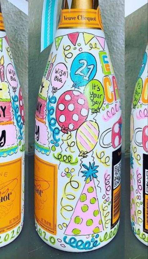 Painted Wine Bottle 21st Birthday, Painted Bottle Birthday, Painted Vodka Bottle Birthday, 21st Bday Champagne Bottle, 40th Birthday Painted Champagne Bottle, 21st Birthday Painted Bottle, Birthday Painted Wine Bottle, Liquor Bottle Painting, 21st Painted Champagne Bottle