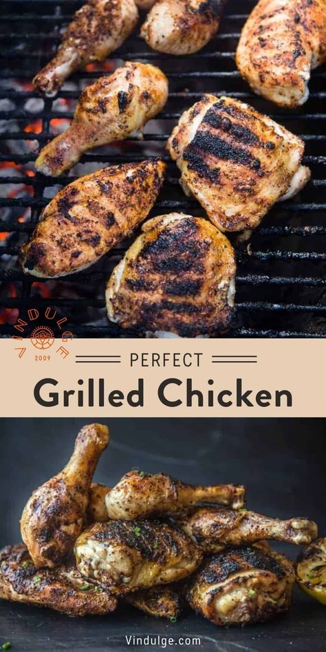 This easy Grilled Chicken comes out perfect every time. Follow these simple steps to get great flavor, crispy skin, and juicy texture for the BEST grilled chicken! Stop overcooking chicken and learn the tips and tricks that pros use! Grilling Frozen Chicken, Crispy Grilled Chicken, Chicken Pieces Recipes, Grilled Chicken Seasoning, Chicken Seasoning Recipes, The Best Grilled Chicken, Chicken On The Grill, Perfect Grilled Chicken, Chargrilled Chicken