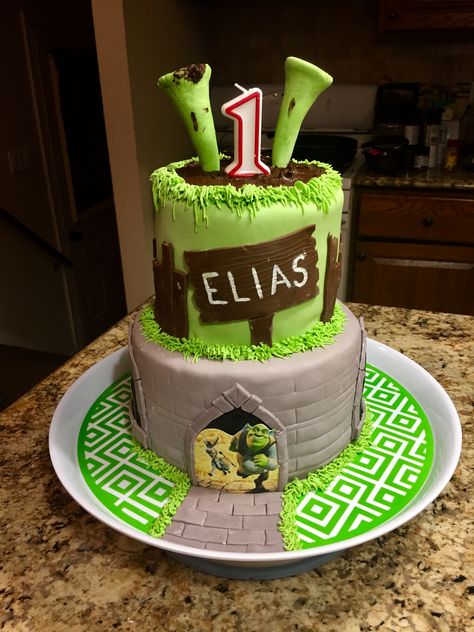 Shrek Birthday Cake, Hamburger Party, Swamp Party, Shrek Birthday, Shrek Cake, Shrek Party, 2 Birthday Cake, Bday Party Theme, 1st Boy Birthday