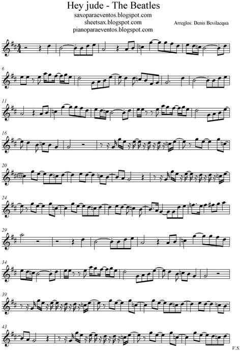 Hey Jude - The Beatles score and track (Sheet music free and playalong) | Free sheet music for sax Free Violin Sheet Music, High School Art Lesson Plans, Saxophone Sheet Music, Learn Violin, Guitar Chords For Songs, Flute Sheet Music, Song Sheet, Norah Jones, Dramatic Play Centers