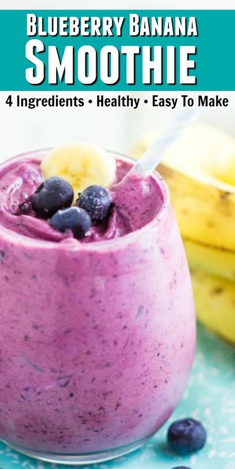 Blueberry Banana Smoothie Recipes, Banana Smoothie Healthy, Banana Apple Smoothie, Blueberry Banana Smoothie, Resep Smoothie, Smoothie Fruit, Apple Bars, Banana Smoothie Recipe, Smoothie Drink Recipes