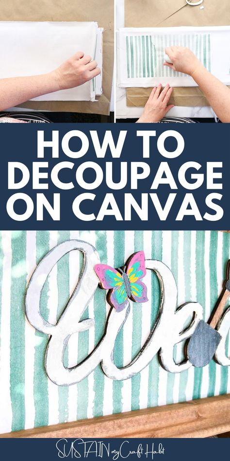 We're sharing the step by step instructions for how to decoupage on canvas to achieve best results. Modge Podge Picture On Canvas, Decoupage Canvas, Reverse Canvas Sign, Decoupage On Canvas, Fall Crafts For Adults, Decorative Paper Napkins, Decoupage Tutorial, Cheap Wall Art, Reverse Canvas