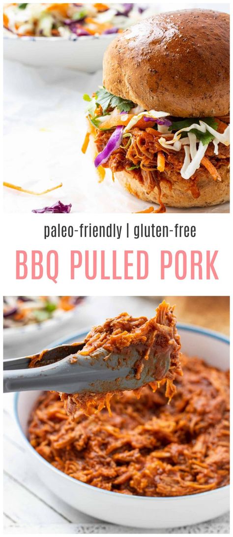 Paleo Pulled Pork, Healthy Pulled Pork, Crockpot Pulled Pork Bbq, Bbq Pulled Pork Slow Cooker, Bbq Pulled Pork Recipe, Crock Pot Pulled Pork Recipe, Gluten Free Bbq, Pork Crockpot Recipes, Paleo Slow Cooker