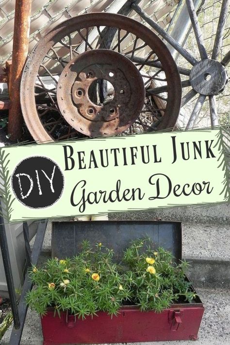 Junk Garden Ideas Repurposed, Junk Garden, Diy Yard Decor, Decor Makeover, Garden Wagon, Garden Junk, Garden Whimsy, Christmas Decorations Diy Outdoor, Upcycled Home Decor