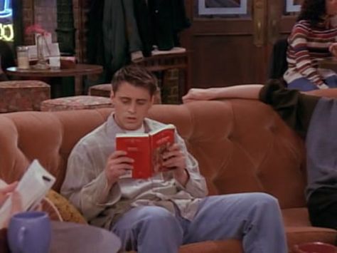 Joey Tribbiani of Friends reading Little Women by Louisa May Alcott Characters Reading Books, Characters Reading, Matilda Wormwood, Friends Reading, Reading Aesthetics, Reading Meme, Celebrities Reading, Joey Friends, Fictional Heroes