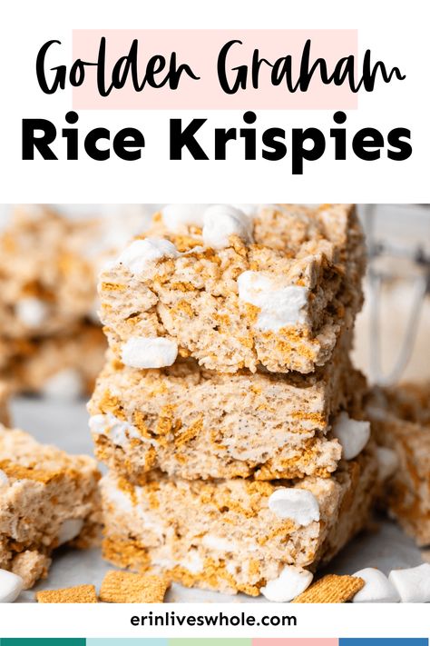 Golden Grahams Rice Krispie Treats blend the classic crunch of Rice Krispies with the honey-kissed warmth of Golden Grahams cereal. These tasty treats are a twist on the traditional marshmallow and cereal bars, adding a deliciously unique flavor to a beloved dessert. This recipe is quick and easy to make, perfect for an after-school snack or a last-minute party treat! Graham Cereal Treats, Cereal Treat Recipes, Homemade Rice Krispies, Golden Grahams Cereal, Rice Krispies Recipe, Cocoa Krispies, Golden Grahams, Cereal Treats, Cereal Bars