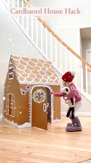 Cardboard Houses For Kids, Christmas Baby Birthday, Christmas Shop Displays, Man Home Decor, Cardboard Gingerbread House, White Sharpie, Ginger Bread House Diy, Diy Gingerbread, Gingerbread Party