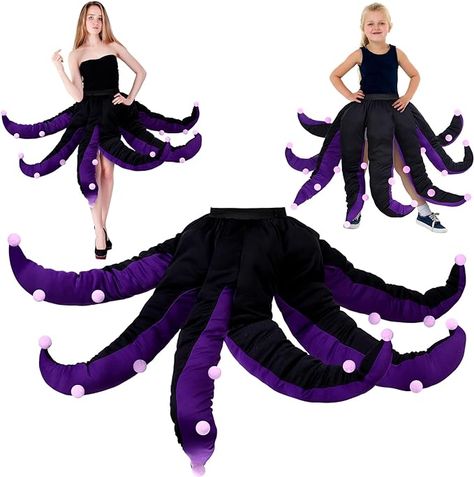 Amazon.com: Funtery Women Octopus Costume Black Purple Octopus Dress Long Tentacles Witch Halloween Costume for Adult Halloween (47.2 Inch) : Clothing, Shoes & Jewelry Halloween Octopus, Sea Witch Costume, Octopus Dress, Octopus Costume, Ursula Costume, Purple Octopus, Villain Costumes, Cartoon Cosplay, Octopus Tentacles