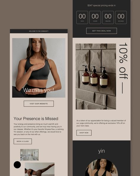 MADE WITH CALM IN MIND. Here’s to getting your customers coming back for more. We know emails can sometimes feel a bit boring, but with Flodesk, you can now create + send beautiful emails all in-the-one platform. ✨ We’ve crafted beautiful, easy-to-use email templates for all your flows, so you can effortlessly set them up and start welcoming more people through your doors. Made for @flodesk, our HELSINKI bundle was designed for studios and creatives in mind. I can’t wait to see how you ma... Email Marketing Design Layout, Email Newsletter Design, Email Marketing Design, Vinyasa Flow, Yoga Community, Newsletter Design, Crafts Beautiful, Email Templates, Marketing Design