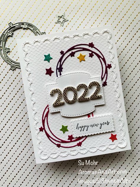 Homemade Happy New Year Cards, New Year Cards Handmade, New Year Card Making, New Year Card Design, Scrappy Cards, Happy Holiday Cards, Happy New Year Cards, New Year Greeting Cards, New Year Greetings