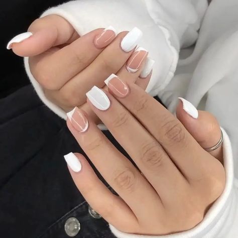 White Nail Ideas, White Short Nails, White Gel Nails, White Tip Nails, Casual Nails, White Nail Designs, White Nail, Popular Nails, Neutral Nails