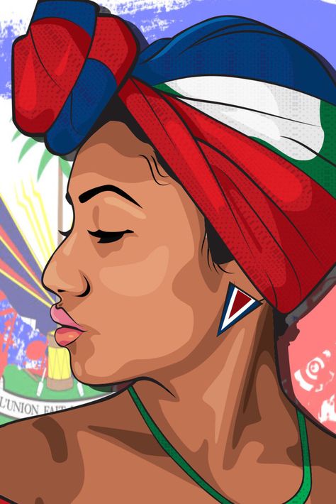 Arte Aries, Haitian Flag, Puerto Rico Art, Haitian Art, Caribbean Art, Afrocentric Art, Black Art Painting, Cartoon Tattoos, Black Art Pictures