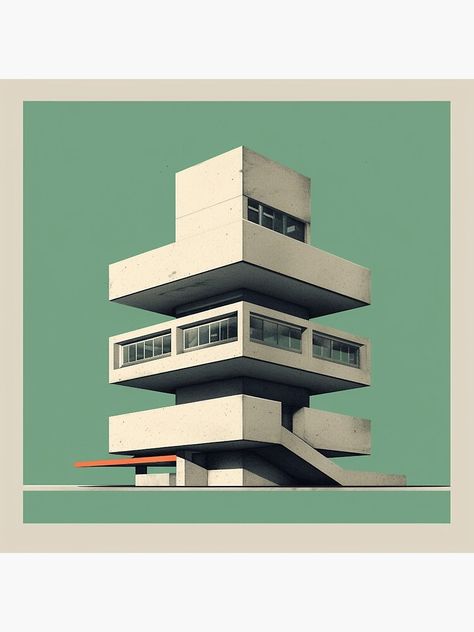 Section Post Production Architecture, Building Graphic Design Illustrations, Bauhaus House, Bauhaus Design Architecture, Architecture Poster Design, Bauhaus Graphic, Bauhaus Building, Bauhaus Architecture, Geometric Architecture