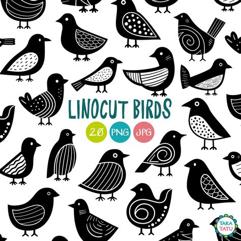 Simple Linocut Ideas, Beginner Linocut Designs, Bird Clipart Black And White, Potato Stamp Art, Linocut Birds, Bird Illustration Cute, Linocut Prints Ideas Simple, Linocut Prints Simple, Linocut Art Simple