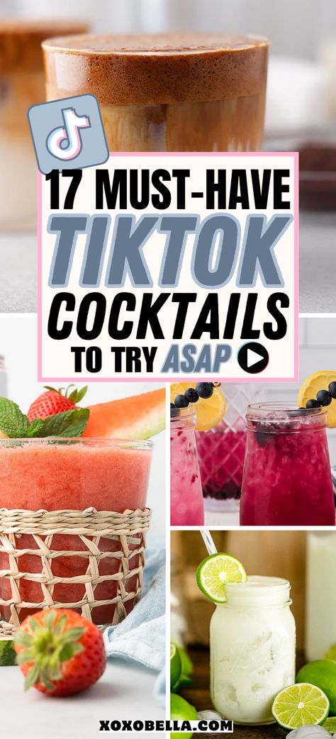 Tik Tok Drinks Alcohol, Trending Cocktails 2024, Creative Cocktail Recipes, Tiktok Cocktails, Trending Drinks, Alcoholic Lemonade Drinks, Trendy Cocktails, Fun Cocktail Recipes, Sweet Mixed Drinks