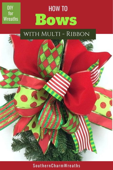 Natal, Bow Making Tutorials, Funky Bow, Homemade Bows, Bow Christmas, Christmas Wreaths To Make, Christmas Wreaths Diy, Wreath Bow, Diy Bow