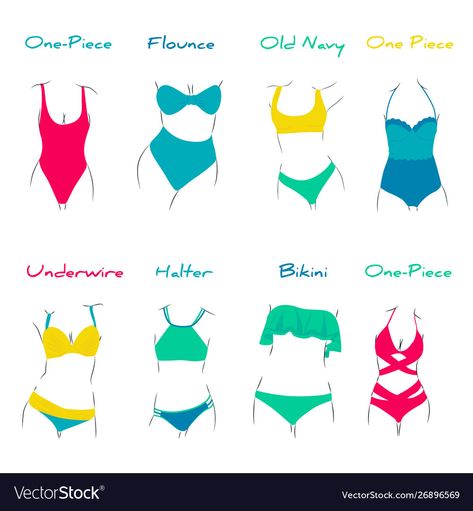 Swimsuit Drawing, Women Vector, Beach Drawing, Beach Clothes, Swimsuits Outfits, Types Of Women, Women Beach, Beach Poses, Drawing Clothes