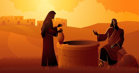 Jesus and Samaritan Woman at the Well: Bible Story & Meaning Jesus And Samaritan Woman, Samaritan Woman At The Well, The Woman At The Well, Gospel Project, The Samaritan Woman, Bible Study Videos, Samaritan Woman, Woman At The Well, The Samaritan